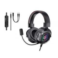 Auriculares con microfono Gaming RGB 7.1 Conceptronic Athan03b / 50mm / Compatible Pc - Ps5 - Xbox One / Almohadillas de cuero