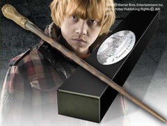 Replica the noble collection harry potter ron weasley varita con caja y placa de identificacion