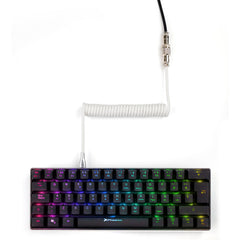 Phoenix kioru cable aviador en espiral con conector tipo c para teclados gaming negro y blanco