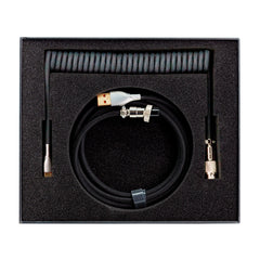 Phoenix kioru cable aviador en espiral con conector tipo c para teclados gaming negro y gris
