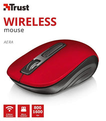 Ratón Trust Wireless Mouse Aera - Red (sensor Optico De 800 - 1.600 Ppp Reales)