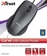 Ratón Trust Optical Mouse Carve - Black (sensor Optico De 1.000 Ppp Reales)