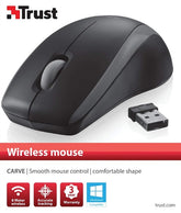 Ratón Trust Wireless Mouse Carve - Black (sensor Optico De 800 Ppp Reales)