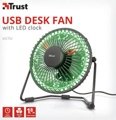 Ventilador Trust Victu Usb Desk Fan With Led Clock