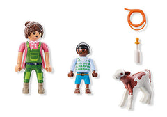 Playmobil - granjera con ternero