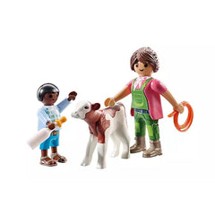 Playmobil - granjera con ternero