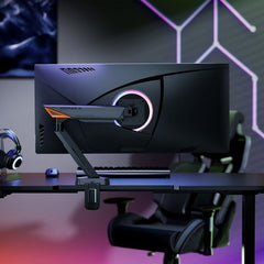 Soporte de Mesa Gaming para Monitor Aisens DT49TSRRGB-347/ Giratorio/ Inclinable/ hasta 16kg/ con Iluminación RGB