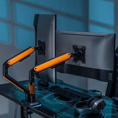 Soporte de Mesa Gaming con Contrapeso para 2 Monitores y TV Aisens DT32TSR-251/ Giratorio/ Inclinable/ hasta 9kg/ con Iluminación RGB