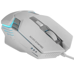 Ratón Gaming Mars Gaming MM024/ Hasta 4000 DPI/ Blanco