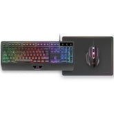 Pack Gaming Mars Gaming MCP124/ Teclado H-MECH + Ratón ptico + Alfombrilla/ Negro