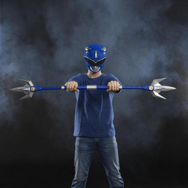 Replica hasbro escala 1:1 blue ranger lanza de poder deluxe power rangers lightning collection