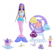 Mueca barbie mattel sirena juego de cuidado con merbaby y foca