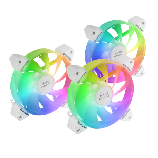Kit 3 Ventiladores Auxiliar A-rgb 120mm Mf-3a Blanco Mars Gaming