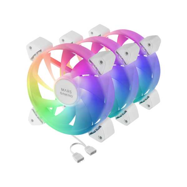 Kit 3 Ventiladores Auxiliar A-rgb 120mm Mf-3a Blanco Mars Gaming