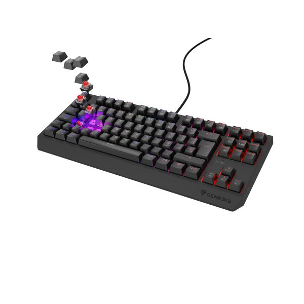 Teclado Gaming Genesis Thor230 Tkl Es Usb Retroiluminado Mecanico Negro