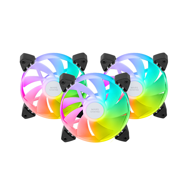 Kit 3 Ventiladores Auxiliar A-rgb 120mm Mf-3r Negro Mars Gaming