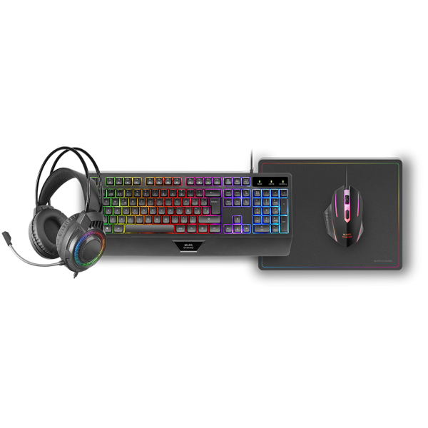 Kit Combo Pack 4en1 Rgb Mcp124 Pro Negro Mars Gaming