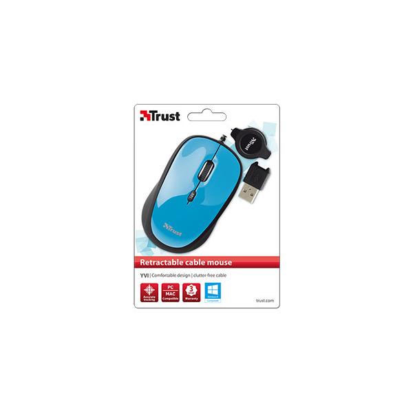Ratón Trust Retractable Mouse Yvi Blue (sensor Optico De 1.000 - 2.000 Ppp Reales)