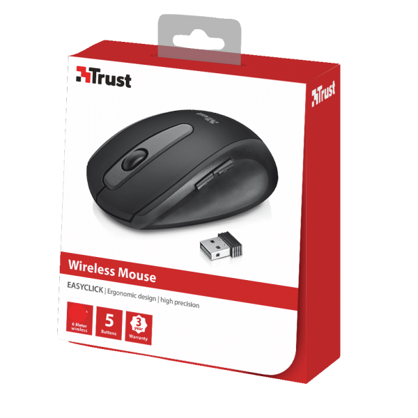 Ratón Trust Wireless Optical Mouse Easyclick - Black (sensor Optico De 1.000 Ppp Reales)
