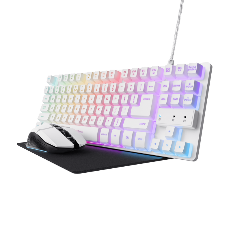 Kit Gaming Gxt 794w Teclado Wired + Raton Wireless + Alfombrilla Blanco Trust