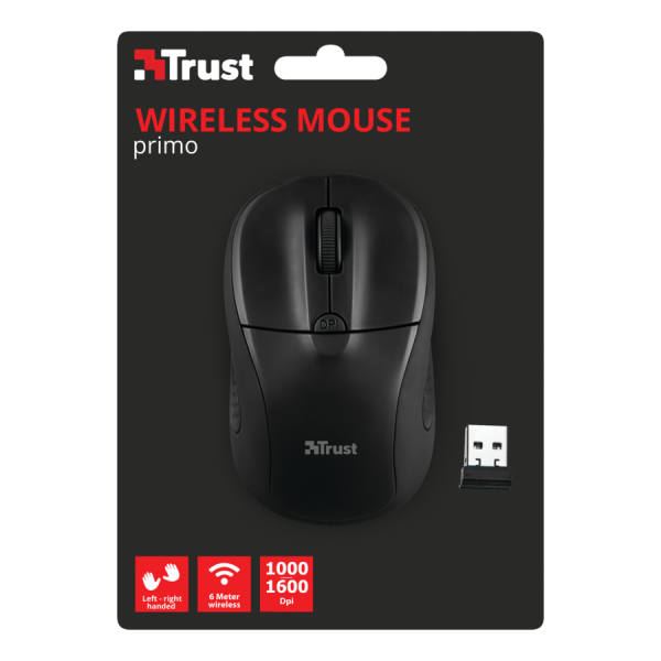 Ratón Trust Wireless Mouse Primo - Matte Black (sensor Optico De 1.000 - 1.600 Ppp Reales)