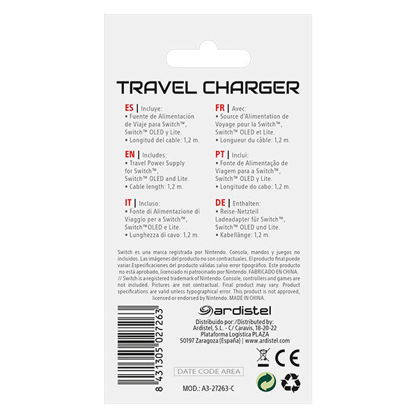 Cargador Blackfire Travel Charger Fuente De Alimentacion (2 Metros) (oled)