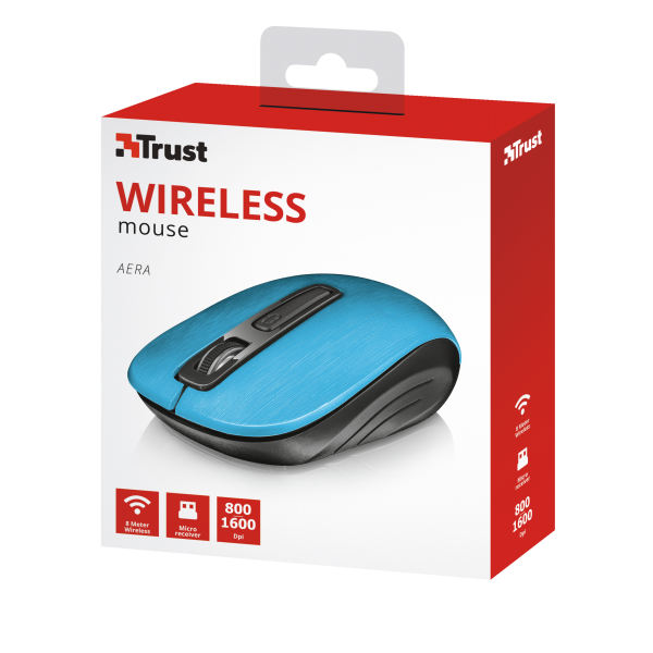Ratón Trust Wireless Mouse Aera - Blue (sensor Optico De 800 - 1.600 Ppp Reales)