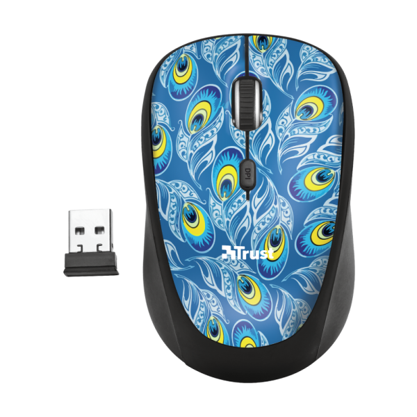 Ratón Trust Yvi Wireless Compact Mouse Peacock (sensor Optico De 800 - 1.600 Ppp Reales)