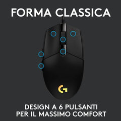 Mouse raton logitech g203 lightsync negro gaming 8.000 dpi 6 botones