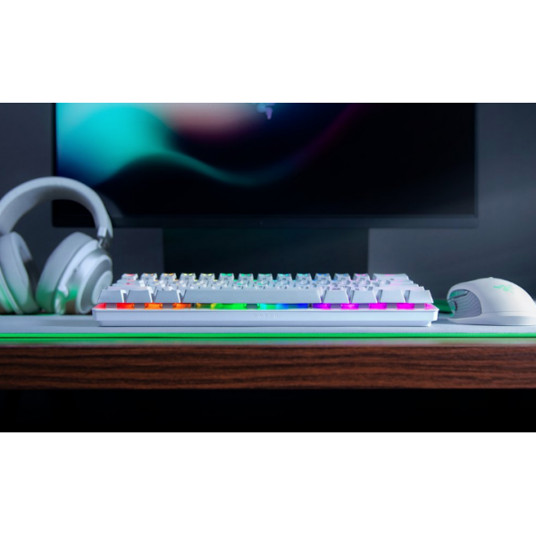 Teclado Mecánico Gaming Razer Huntsman Mini Blanco Clicky Optical Switch Morado