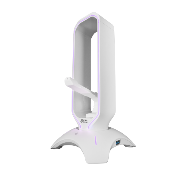 Mars Gaming MHHPRO Para Ratón + HUB 2x USB 3.0 Blanco - Accesorio Gaming Soporte Auriculares + Bungee