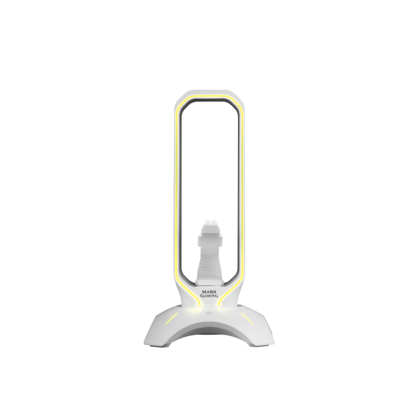 Mars Gaming MHHPRO Para Ratón + HUB 2x USB 3.0 Blanco - Accesorio Gaming Soporte Auriculares + Bungee