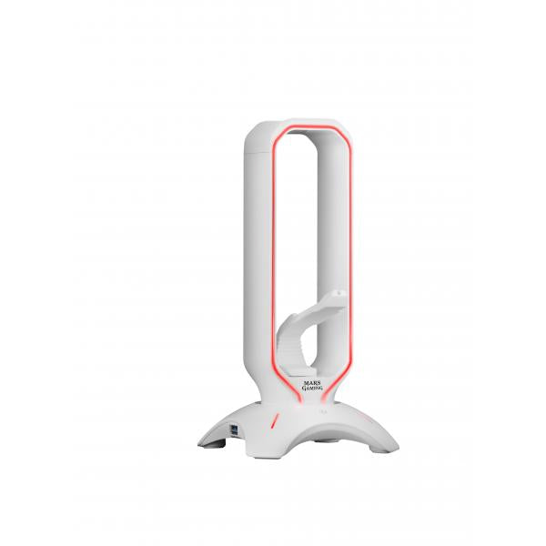 Mars Gaming MHHPRO Para Ratón + HUB 2x USB 3.0 Blanco - Accesorio Gaming Soporte Auriculares + Bungee