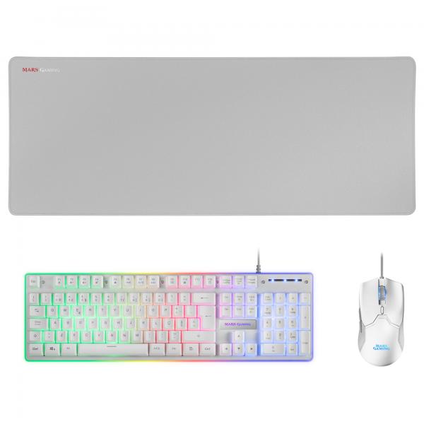 Mars Gaming Mcpxwpt Combo Teclado+rat?n+alfombrilla Blanco Pt