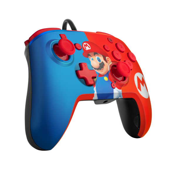 Mando Pdp Faceoff Wired Control + Audio Wired Controller Super Mario Blue/red(azul/rojo) ( Switch 2 )