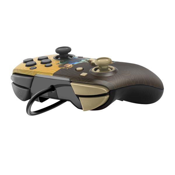 Mando Pdp Faceoff Deluxe + Audio Wired Controller Zelda Breath Of The Wild Negro/oro ( Switch 2 )