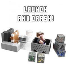 Figura mattel minecraft vagoneta explosiva lanza y choca
