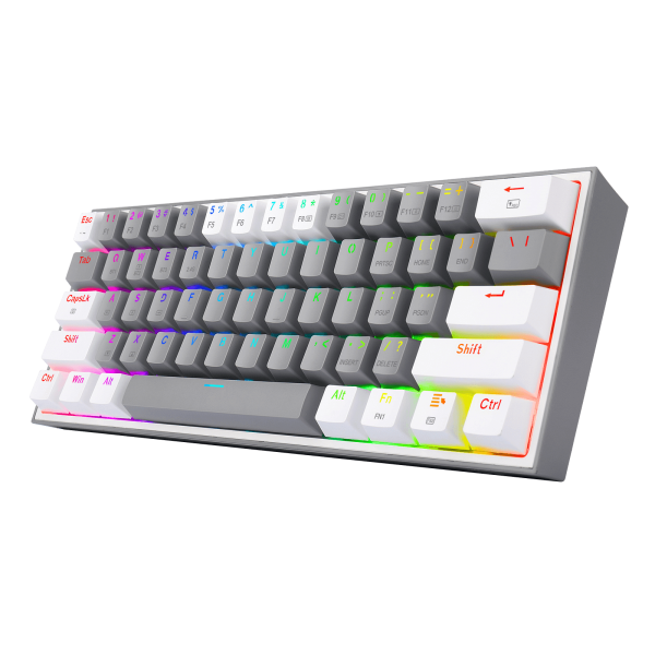 Redragon - Fizz Pro Teclado Mecanico Gaming Inalámbrico Rgb Gris/blanco