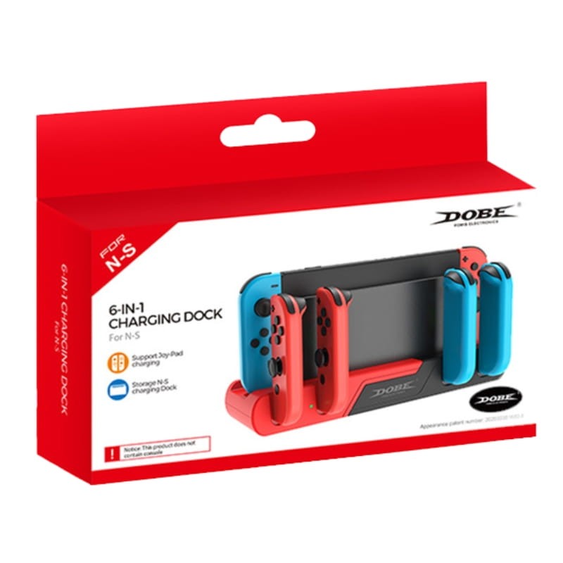 DOBE TNS-0122D Para Joy-Con de Nintendo Switch OLED Rojo/Negro - Accesorio Gamepad Base de Carga