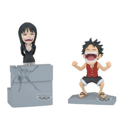 Figura banpresto one piece world collectable log stories luffy & robin 10cm