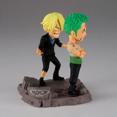 Figura banpresto one piece world collectable figure log stories roronoa zoro & sanji - pulgadas...nothing...at all!!!! 8cm