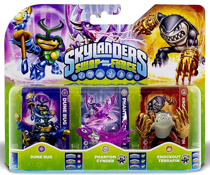 Figura Skylanders Swap Force Dune Bug & Phantom Cynder & Knockout Terrafin