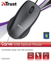 Ratón Trust Optical Mouse Carve - Black (sensor Optico De 1.000 Ppp Reales)