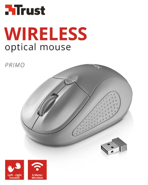 Ratón Trust Wireless Mouse Primo - Grey (sensor Optico De 1.000 - 1.600 Ppp Reales)