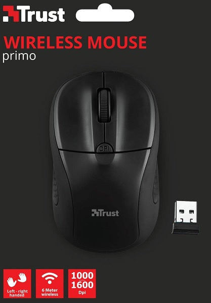 Ratón Trust Wireless Mouse Primo - Matte Black (sensor Optico De 1.000 - 1.600 Ppp Reales)