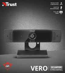 Cámara web Trust Vero Full Hd 1080p 8 Megapixel Webcams Gtx 1160 Black
