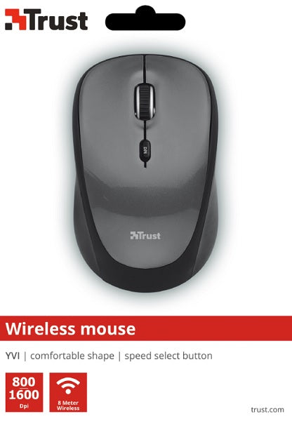 Ratón Trust Wireless Mouse Yvi - Black (sensor Optico De 800 - 1.600 Ppp Reales)