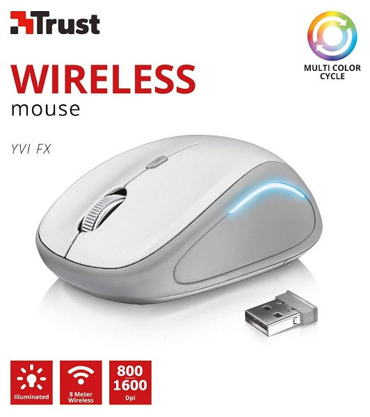 Ratón Trust Wireless Mouse Yvi Fx - White (sensor Optico De 800 - 1.600 Ppp Reales)