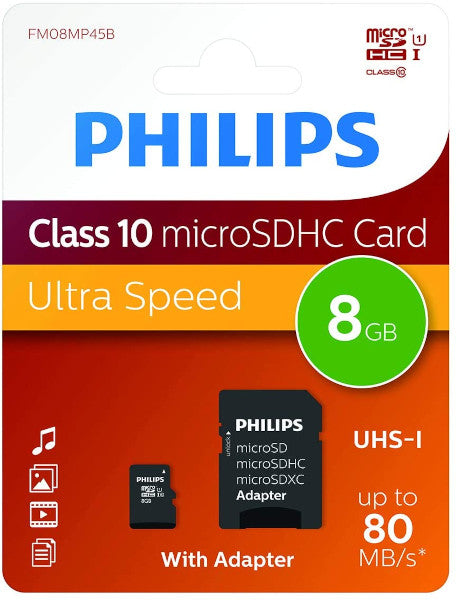Philips Uhs-i Micro Sdxc Card 8gb + Adapter