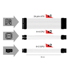 Kit De Extension Phoenix Cables Fuente De Alimentacion 30cm 24 Pines - 4 + 4 Pines - 6 + 2 Pines Negro Y Azul